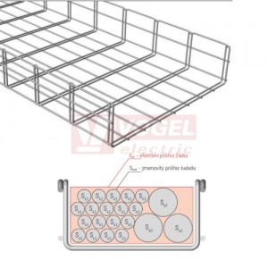 Žlab drátěný 400x100 MERKUR 2 400/100 "GZ" galvanický zinek  - vzdálenost podpěr cca 1,3m (ARK - 211260)