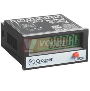 CTR24-2223 Počítadlo provozních hodin 24x48mm, 8digit, napájení  baterie 8 let, vstup PNP, nepodsvícený, RESET (87622161)