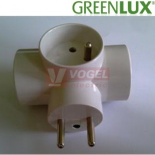 Adaptér rozbočovací R03, 3x kulatá, 16A/250V; bílý (GXOS061)