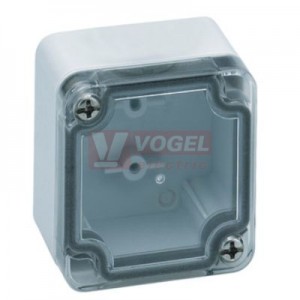 PC 55-4-to Plastová krabice TK 52x50x35mm, víko průhl., bez předlisů, IP66, RAL7035, polykarbonát