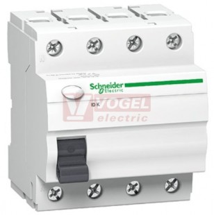 Chránič 3P+N  63A  30mA, typ A, (A9Z01463) 6kA, ID K  Acti9 !!! Svorkami kompatibilní pouze s jističi řady iK60N - ref. A9Kxxxxx !!!