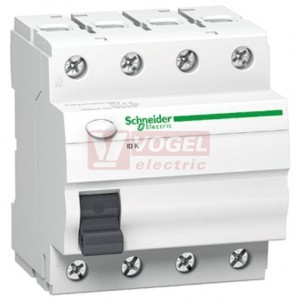 Chránič 3P+N  63A  30mA, typ A, (A9Z01463) 6kA, ID K  Acti9 !!! Svorkami kompatibilní pouze s jističi řady iK60N - ref. A9Kxxxxx !!!