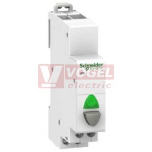 A9E18038 Tlačítko IBP šedé, 1ZAP 20A 250V+ signálka LED ZEL 12-48V AC/DC, š=18mm