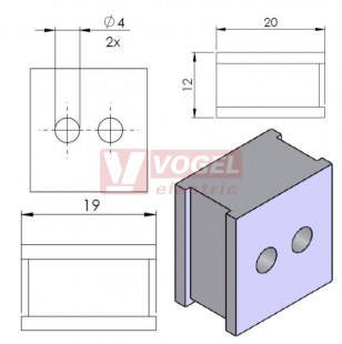 QT 2/4 průchodková vložka 2x pr.4mm, šedá (42568)