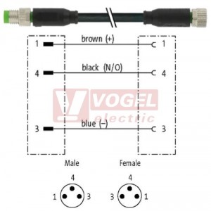 7000-88001-6100060 konektor M8/3-pin/vidl/přímý - kabel ČE PVC 3x0,25mm2 L=0,6m - konektor M8/3-pin/zás/přímý