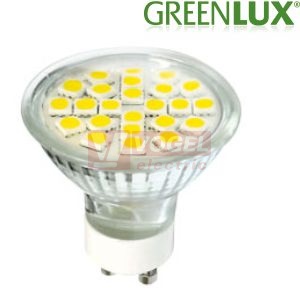 Žárovka LED GU10 230VAC "DAISY LED24 SMD 5050 GU10 WW" 4W, teplá bílá 3000-3300K, 250 lumen, vyzař.úhel 120°, nestmívatelná, krycí sklo (GXDS002)