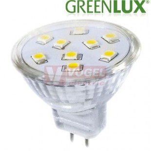 Žárovka LED GU4 (MR11) 12V "LED9 SMD 2835 MR11 2W-CW" stud.bílá 6000K, 210 lumen, vyzař.úhel 120°, krycí sklo (GXLZ121)