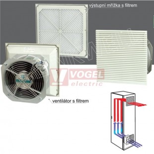 FKL6626.230 Ventilátor s filtrem, 500/560m3/h, 230VAC, IP54, RAL7035, otvor 292x292mm