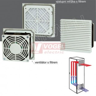 FKL6622.024 Ventilátor s filtrem, 55/66m3/h,  24VDC, IP54, RAL7035, otvor 124x124mm