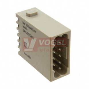 09140122632 Han Modul Han DD module, vložka konektoru, V, 12pin 10A/250V, Quick-Lock (pro laněné vodiče bez použití dutinky), 0,25-1,5mm2, postříbřené