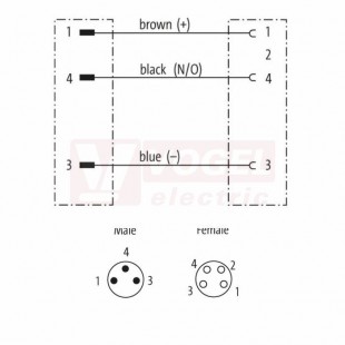 7000-88005-6100100 konektor M8/3-pin/vidl/přímý - kabel PVC ČE 1,0m -  konektor M8/4-pin/zás/přímý