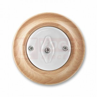 3560K-C07345 50 Přepínač křížový, otočný; bílá-porc./přírodní buk - Decento