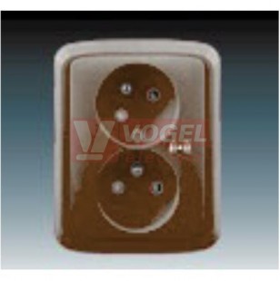 5583A-C02357 H Zásuvka dvojnásobná s natoč. dutinou, s přep. ochr., s akustickou sig.; hnědá - Tango