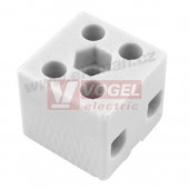 AK 2/15 BI(2-1602-2)    Svorkovnice keramická 2P, 2,5-10mm2, 24x22x20mm, materiál porcelán do 350°C, barva bílá