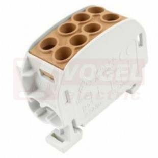 HLAK 35//1 C L B, 125A, 1000V AC/DC svorkovnice rozbočovací, 1pól. CU, hnědá, na DIN, vstup 2x 4-35mm2, výstup 2x 2,5-25mm2, IP20