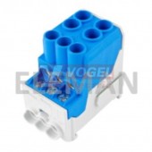 UVB 100A N blok pro rozdělení fází, modrý, 2x2,5-25mm2/6x1,5-10mm2, spojovatelný, na DIN lištu,  všh 30,5x49x55,4mm
