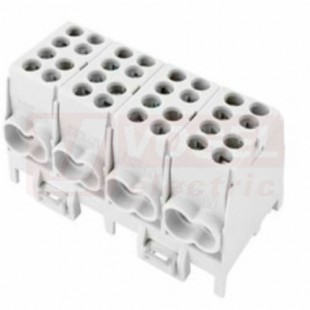 HLAK 25-4/8 GR-S, 100A, 1000V AC/DC svorkovnice rozbočovací 4pól., AL/CU, 4x šedá, na DIN /2080430, vstup 8x 2,5-25mm2, výstup 8x 2,5-16mm2, IP20