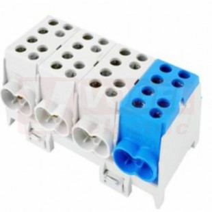 HLAK 35-4/12 GR-S, 100A, 1000V AC/DC svorkovnice rozbočovací, 4pól., AL/CU, 3x šedá+modrá, na DIN /2080441, vstup 8x 2,5-25mm2, výstup 8x 2,5-16mm2, IP20