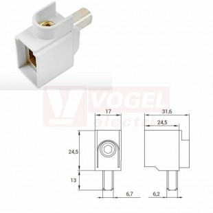 AS-AL/Cu-2,5-50 přechodová svorka jazýček (kolík) 80A/690V, rozměr 6,9x6,9x13mm, vestavná šířka 17mm, vstup 2,5-50mm2, IP20, vhodné pro vodiče AL/Cu