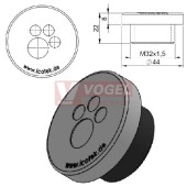 KEL-DPZ 32/4 kulatá membránová průchodka s maticí, šedá, IP68, vnější pr.44mm, výška 8mm, výřez závit M32x1,5, vstup kabelů 3x3,2-6,5mm, 1x7,2-12,5mm (43732)