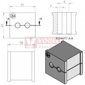 KT  2/4 průchodková vložka 2x pr.4mm, malá, šedá (39906)