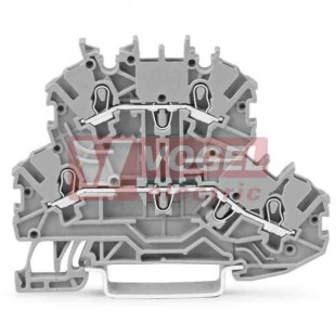 2000-2201 svorka průchozí, 2-patrová, pružinová 1,0mm2, L/L šedá, 1/1, š=3,5mm (WAGO TOPJOB S)