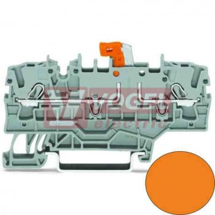 2002-1972 svorka rozpojovací a měřící, pružinová 4mm2, s držákem rozpojovacího nože, 1/1 oranžová, š=5,2mm (WAGO TOPJOB S)