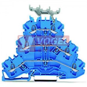 2002-3234 svorka průchozí, 3-patrová, pružinová 2,5mm2, s držákem popisu, N/N/N modrá, 1/1, š=5,2mm (WAGO TOPJOB S)
