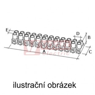 C1021600DS svorkovnice lámací bílá, 12x 6,0-10,0mm, tvrdá, nerez vložka s přítlačným plíškem, xxA/450V, PA66, t=110°C