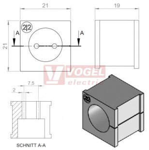 KT  2/2 průchodková vložka 2x pr.3mm, malá, šedá (39935)