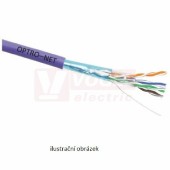 FTP kabel Cat.5e 4x2x0,5 drát, LSOH (LSZH)  bezhalogenové, barva fialová, balení BOX 305m (OPTRONET 49354) (DOPRODEJ)