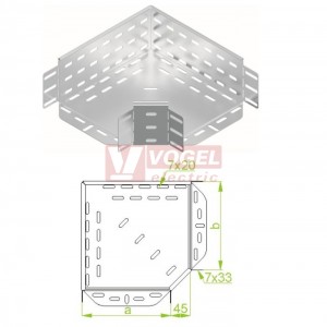 Koleno ploché 90° 600x100 KKP600H100, perforované, ostrý roh, tl.1,5mm (112260)