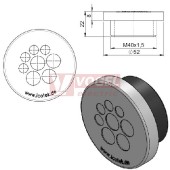 KEL-DPZ 40/8 kulatá membránová průchodka s maticí, šedá, IP68, vnější pr.52mm, výška 8mm, výřez závit M40x1,5, vstup kabelů 4x3,2-6,5mm, 4x5-10,2mm (43741)