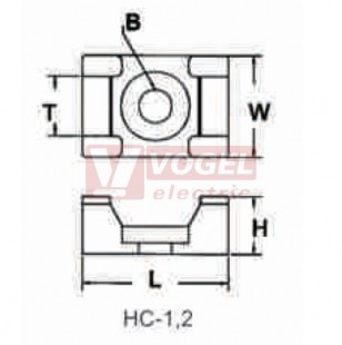 KSD-1510 (HC-1) kabelové sedlo pro vázací pásky š=5mm, přírodní, základna 15x10x7mm, mont.otvor pr.3mm (balení 100ks)