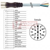 7000-23251-4521000 konektor M23/19-pin/zás/přímý - kabel PUR 16x0,5/3x1mm2 ŠE L=10m - volný konec