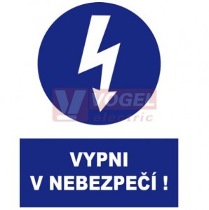 ID-OS-G1007-01 Bezpeč. samolepka Vypni v nebezpečí, V 105 mm x Š 74 mm, 5 ks