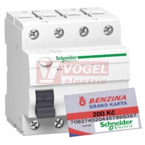 Chránič 3P+N  40A  30mA, typ AC, (A9Z11440P) 10kA, iID Acti9  PROMO karta CCS 200kč na pohonné hmoty AKCE RESI