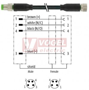 7000-89511-6412000 konektor M8/4-pin/vidl/přímý - kabel stíněný PUR 4x0,34mm2 černý 20m - konektor M8/4-pin/zás/přímý