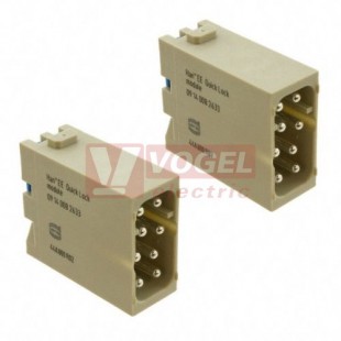 09140082633 Han EE Quick-Lock module, vložka konektoru, V, 8pin 16A/400V, 0,5-2,5mm2, polykarbonát, RAL7032,  (pro laněné vodiče bez použití dutinky)