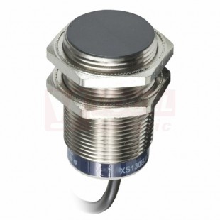 XS530B1PAL10 Indukční čidlo M30, mosaz, Sn=10mm, 12…24VDC, délka těla 43mm, kabel 10m, stíněný, PNP/NO, LED žlutá, IP68/69K