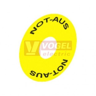 ZB6Y7230 XB6 štítek kruhový pr.45mm, žlutý, s nápisem německy "NOT-AUS", mont.otvor 16mm