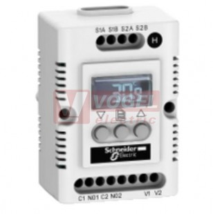 NSYCCOHYT120VID elektronický hygrometr, napájení  95…135 VAC, teplota -40… 80°C, vlhkost 20…80 %, volitelný externí snímač NTC