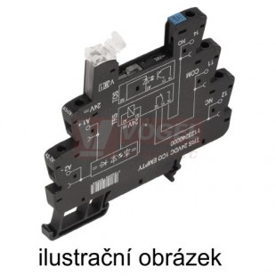 TRS 230VAC RC 1CO paticové relé TERMSERIE, 1 přepínací kontakt, 10A/250VAC bez relé, LED indikace zelená, RC člen, patice šroubová, š=6,4mm (1123320000)