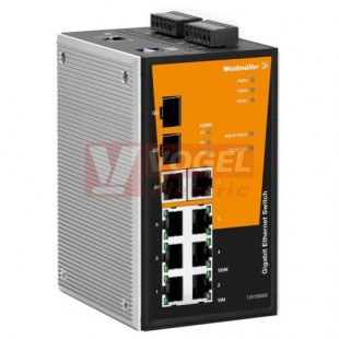 IE-SW-PL10M-1GT-2GS-7TX ethernetový Switch PremiumLine, řízený, 1xRJ45 10/100/1000MBit/s, 7xRJ45 10/100MBit/s, 2x Slot 1000SFP, 24-45VDC, IP30, š 80,2mm, -10..+60°C (1241300000)
