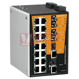 IE-SW-PL18M-2GC14TX2ST ethernetový Switch PremiumLine, řízený 14xRJ45 10/100MBit/s, 2xST optický port 100FX, 2x kombinovaný port, 10/100/1000MBit/s nebo 1000BaseSFP, 12-45VDC, IP30, š=94mm, 0..+60°C (1241340000)