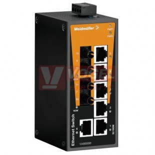 IE-SW-BL08-6TX-2ST ethernetový Switch BasicLine, neřízený, 6xRJ45, 2xST optický port 10/100MBit/s, 12-60VDC, IP30, š 50mm, -10..+60°C (1240930000)