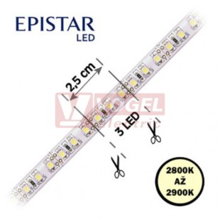 LED pásek 120LED/m, 3528, IP68, 2800 - 2900 K, bílá, 12V FKLP-12/3528/120-IP68-28-29K, cívka 5m, článek 2,5cm