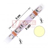 LED pásek te.bílý IP20, 12VDC, 14,4W/m (modul=5,0cm=3xSMD LED 5050), nevodotěsný, š=10/v=2mm, bílá pozadí, 3M lep.páska FKLP-12/5050/060-IP20-WW (4731270-60), článek 10cm