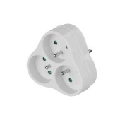 KF-FZB-01/T03J  Adaptér rozbočovací, 3x kulatá, 10A/250V, IP20, dětské clonky, bílá (P0026)