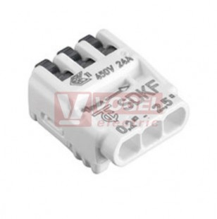 SDKF 3 bílá    svorka páčková univerzální 3x 0,2-2,5mm2, 24A/450V, páčková, pro tvrdé i laněné vodiče